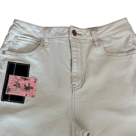 SO Beige Patchwork Wide Leg High Waisted Jeans 7 / 28 - Picture 4 of 13